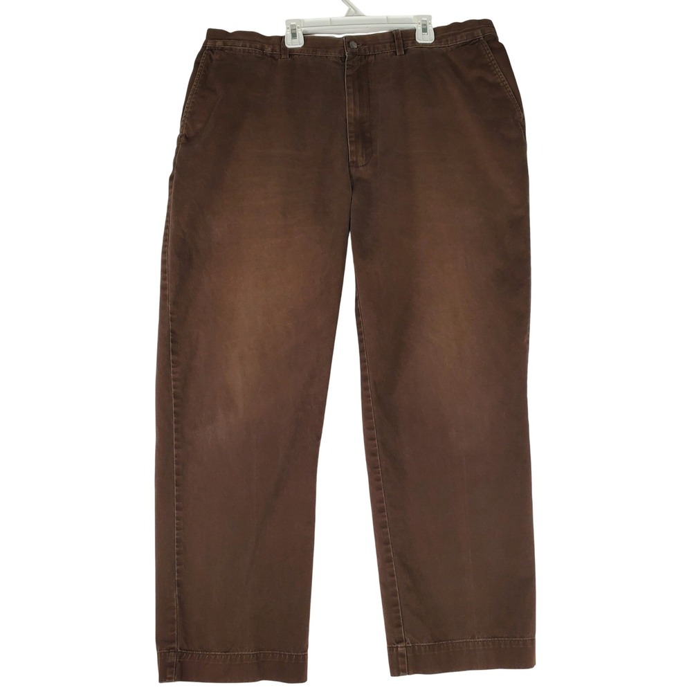 Polo Ralph Lauren Classic Chino Brown Cotton Twill Pants Mens 40x30 Flat Front - Picture 2 of 12